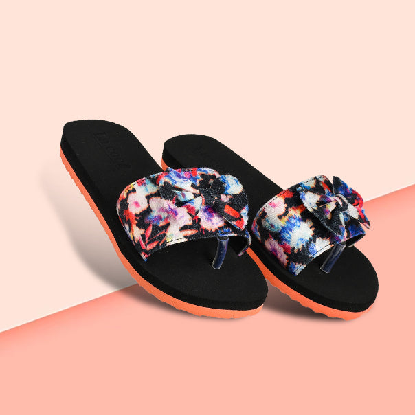 La Coco Soft Sole Peach Floral Sliders for women