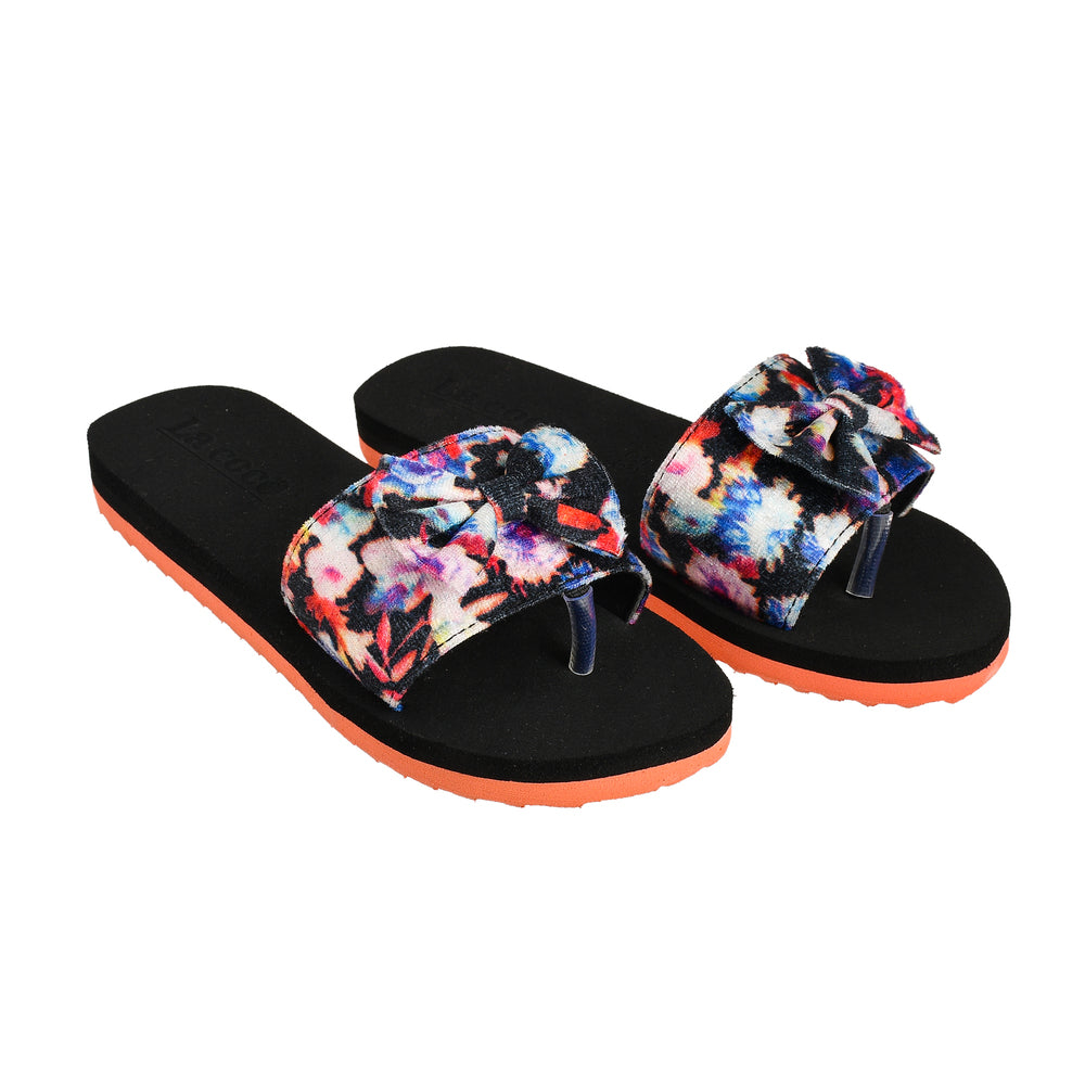 La Coco Soft Sole Peach Floral Sliders for women